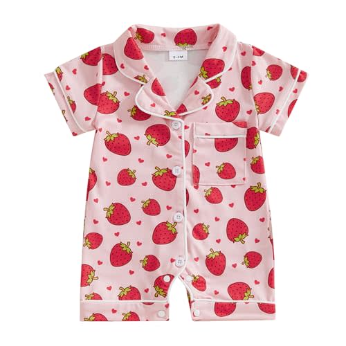 Newborn Summer Pajamas Baby Boy Girl Button Down Romper Cute Infant Sleepwear One-Piece Pjs