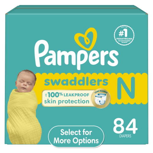Pampers Swaddlers Newborn Diapers, 84 Count, Baby Dry