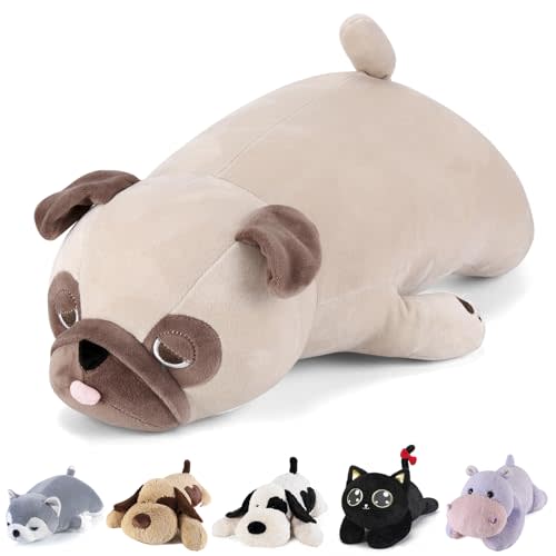 meowtastic Pug Weighted Stuffed Animals - 21 Inch 3.5 Pounds Weighted Plush Bulldog Stuffed Animals - Big Stuffed Pug Weighted Plush Pillow - Cute Plush Toys Gifts for Kids & Adults (21" 3.5 lbs)