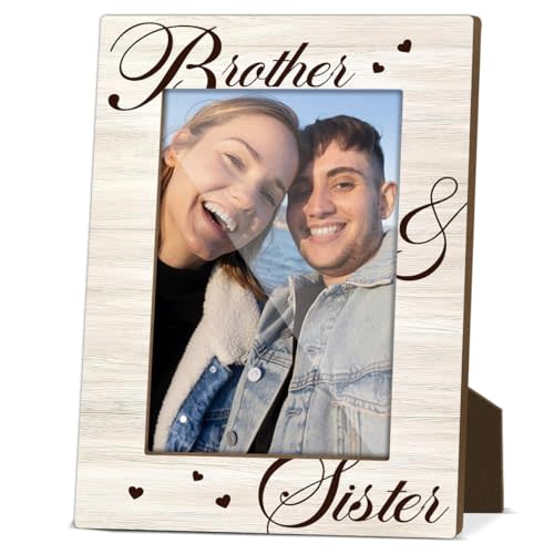 Brother and Sister Wood Photo Frame for Siblings Gifts Sister Gifts from Brother Wood Desk Picture Frames 4x6 for Home Living Room Bedroom Brother Birthday Gifts Family Gifts for Sister Brother - M820
