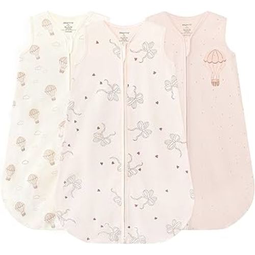 JELLYMONI Baby Sleep Sack 6-12 Months, 100% Cotton 3 Pack 0.5 TOG Baby Wearable Blanket Infant Sleep Sack with 9-Way Zipper Newborn Sleep Sacks