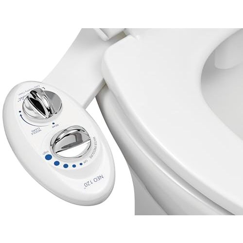 LUXE Bidet NEO 120 - Self-Cleaning Nozzle, Fresh Water Non-Electric Bidet Attachment for Toilet Seat, Adjustable Water Pressure, Rear Wash (White)