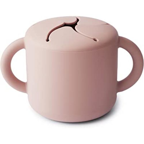mushie Silicone Snack Cup | Spill Proof Food Container for Toddler and Baby (Blush)