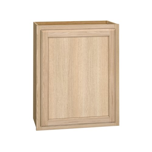 Project Source Oak Brook 24-in W x 30-in H x 12-in D Natural Unfinished Oak Wall Fully Assembled Cabinet Flat Panel Square