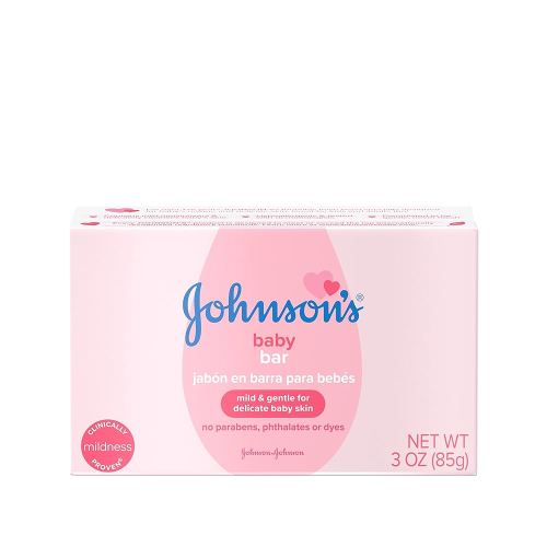 Johnson's Baby Body Soap Bar, Gentle for Baby Bath and Skin Care, Hypoallergenic and Dermatologist Tested, Paraben Free, Phthalate-Free, Dye-Free, 3 oz (Pack of 6)