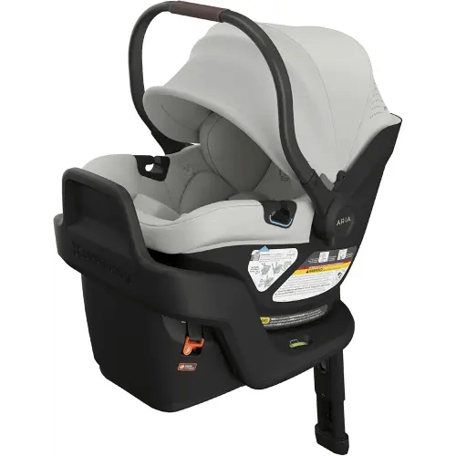 UPPAbaby Aria V2 Lightweight Infant Car Seat - Just Under 6 lbs - Base with Load Leg + Infant Insert + All-Weather FootCover Included - Direct Stroller Attachment - Savannah (Pearl Grey Mélange)