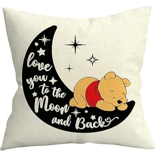Love You to The Moon and Back 18x18 inch Decorative Throw Pillow Cover Mom Gifts for Children Room Couch Sofa Decor, Gifts for Son, Daughter (18x18 in, White-1)