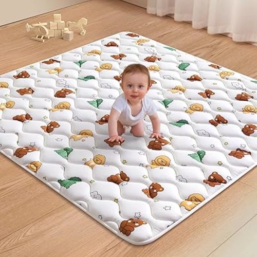 Lilyvibebearhappy Premium Foam Baby Play Mat 47" X 47", Thicken One-Piece Crawling Mat, Non-Slip Cushioned Baby Playmats for Infants, Babies, Toddlers - Machine Washable for Easy Care