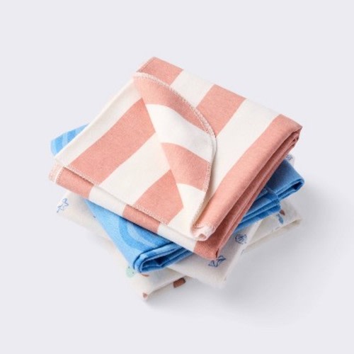 Flannel Baby Blankets - Sea Life - 4pk - Cloud Island™: Cotton, 30" x 30", Animal Print : Target