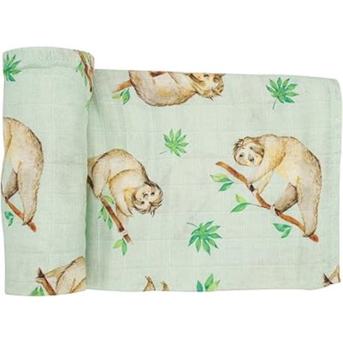 immispace - Ultra Soft Swaddle Blanket | Muslin Blankets for Girls & Boys | Newborns & Infants Gifts | 30% Organic Cotton + 70% Rayon | Large 47" x 47" | Machine Washable (Sloth)