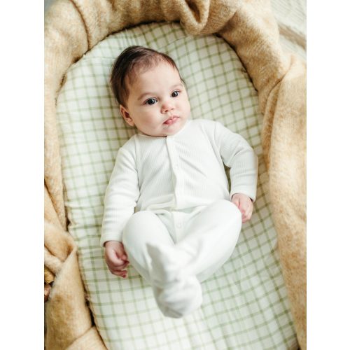 Under the Nile Cotton Muslin Bassinet Sheet - Sage Windowpane