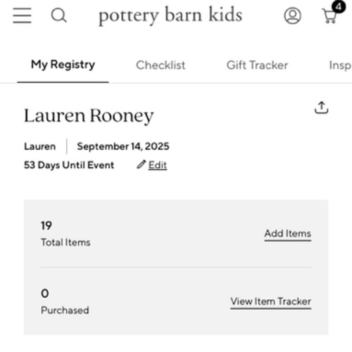Lauren Rooney's Birth Registry | Pottery Barn Kids