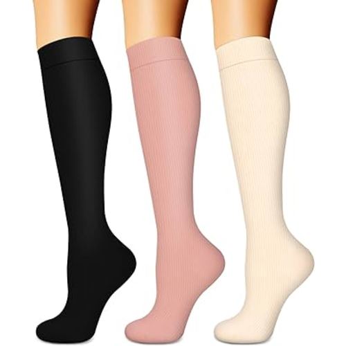 BLUEENJOY Compression Socks for Women & Men (3 pairs) - Best Support for Nurses, Running, Hiking, Recovery & Flight Socks