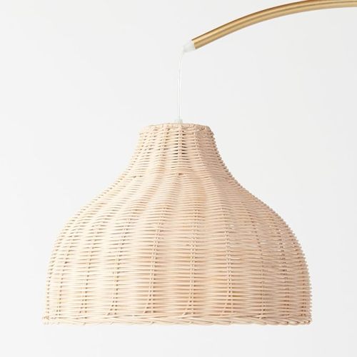 Brightech Lark Arc Lamp for Living Rooms & Offices, Floor Lamp with Unique Hanging Wicker Shade, Standing Lamp for Bedroom Reading, Tall Lamp Matches Boho and Other Living Room Decor