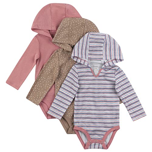 Hanes Baby Long Sleeve Bodysuit, Ultimate Bodysuit Hoodie Boys & Girls, 3-pack