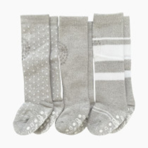Snuggle Shield Knees to Toes Bamboo Socks 3 Pack - Grey Dots, Stripes, Solid, 0-2 Yrs