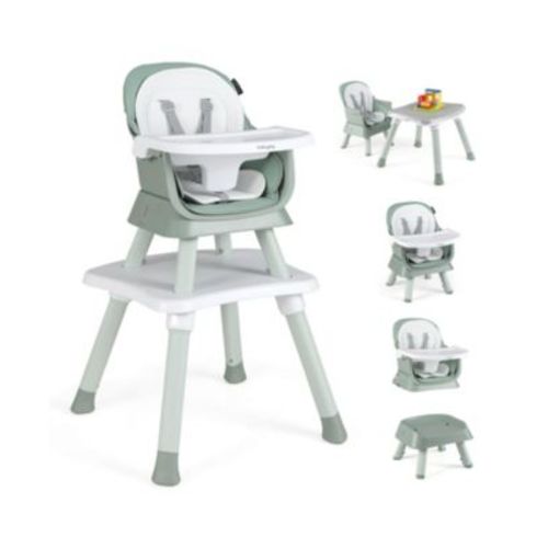 Baby 8-in-1 High Chair with Double-layer Cushions Multifunctional
