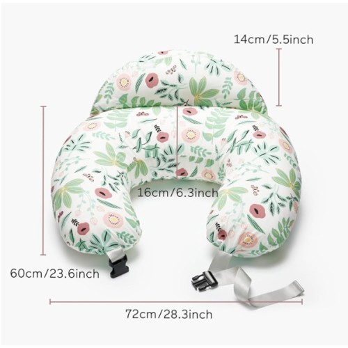 Momcozy Original Nursing Pillow and Positioner - Plus Size Feeding Pillow | Breastfeeding, Bottle Feeding, Baby Support | with Adjustable Waist Strap and Removable Cotton Cover, Green Forest