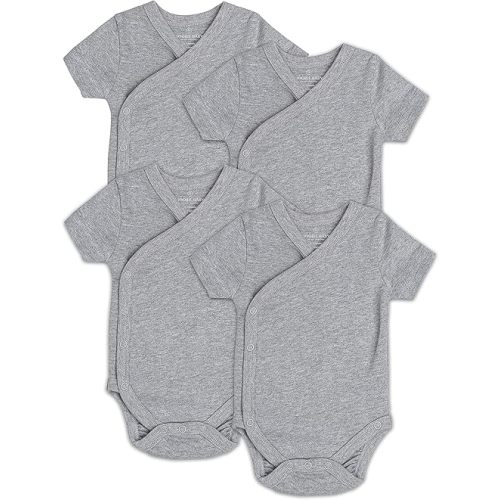 Baby Side Snap Bodysuit Set, 100% Cotton Boy Girl Unisex Kimono Onesie, 4 Pack