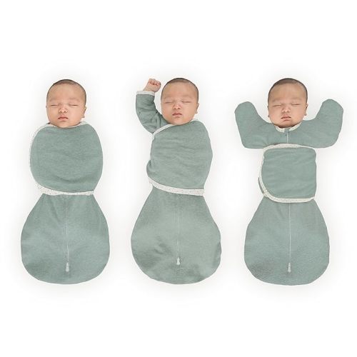 SwaddleDesigns 6-Way Omni Swaddle Sack for Newborn, Transitional Swaddle Sack with Wrap & Arms Up Sleeves & Mitten Cuffs, Easy Swaddle Transition, Better Sleep, Heathered Jadeite, Small, 0-3 Months