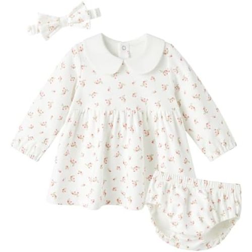 pureborn Baby Toddler Girl Dress with Bloomer Short and Long Sleeve Playwear Dress with Diaper Cover