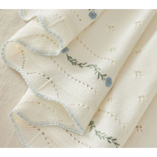 Aerin Floral Embroidered Pointelle Baby Blanket
