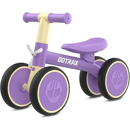 Gotrax Baby Balance Bike 1-2 Years, 7" Front&Rear Silent Wheels, Sturdy Steel Frame 66 lbs Load, Quick 2-Min Assembly, CPC Certified, Comfortable Soft Seat, Toddler Birthday Gift for Boys&Girls Purple