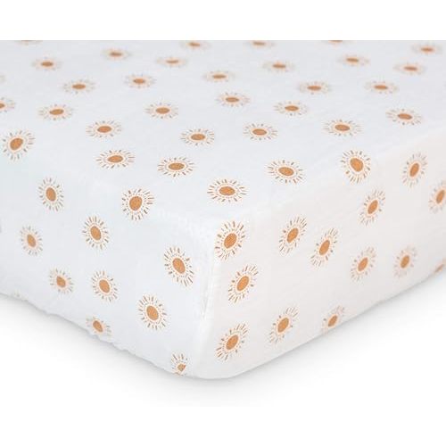 Lulujo Muslin Crib Sheets 28"x 52" 1 Pack Suns