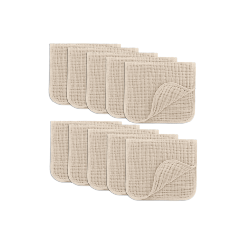 Comfy Cubs Muslin Burp Cloths in Sand - Pack of 10