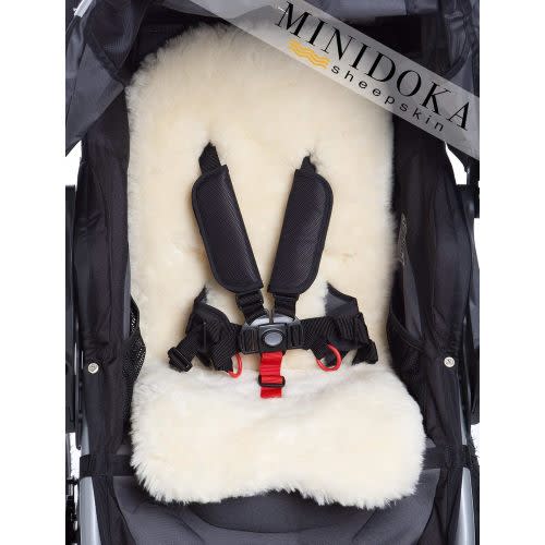 Desert Breeze Distributing Sheepskin Stroller Liner Insert - Stroller Mat for Seat Support - Baby Sheepskin Rug for Pushchair - Silky Soft Baby Cooling Mat for Travel in Summer or Winter Season