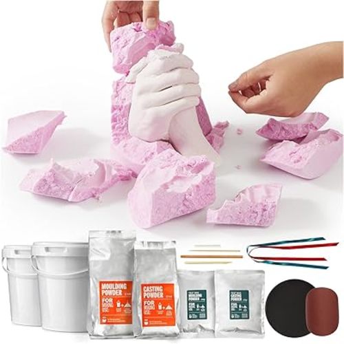 HomeBuddy Hand Casting Kit with Practice Kit - Keepsake Hand Mold Kit Couples, Plaster Hand Mold Casting Kit, Clay Hand Molding Kit for Family, Alginate Molding Powder - Top White Elephant Gifts