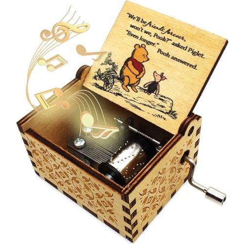 ukebobo Wooden Music Box - The Pooh Saying Music Box, Gift for Friend, Cousins, BFF, New Year's Gifts- 1 Set