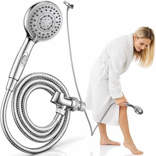 Baby bath showerhead- Vive High Pressure Handheld Shower Head - Hand Held Showerhead with 6.5 ft Extra Long Hose, Detachable Showerhead, Multi-Setting Spray Combo for Bathroom, Pet Bathing, Stainless Steel Hose, Chrome