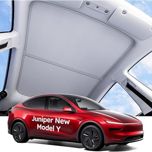Wigoo 2025 Tesla New Model Y Juniper Accessories Sunshade Roof [Never Sag, Nano Ice-Crystal Coatings] 3-Gen Heat Insulation Glass Roof Sun Shade, Accessories for Tesla Juniper Model Y, Interior Gray