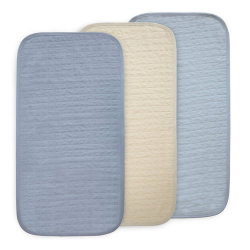 mushie Waterproof Changing Pad Liners | 100% Organic Cotton | Set of 3 (Blue Combo)