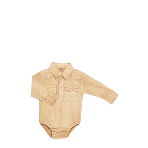 Rafter C  Infant Boys' ProFlex45 Washed Khaki Long Sleeve Stretch Western Onesie