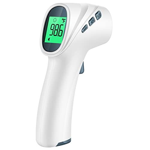Touchless Thermometer for Adults, Digital Infrared Thermometer Gun with Fever Alarm, Forehead and Object 2 in 1 Mode, Fast Accurate Results (Gray)