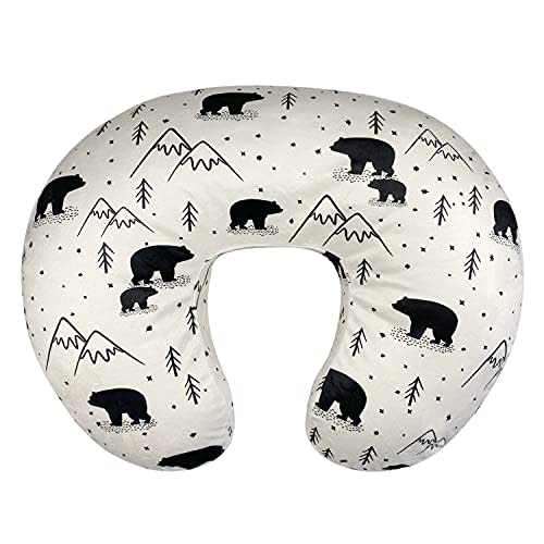 OWLOWLA Minky Nursing Pillow Cover, Breastfeeding Pillow Slipcover Fits Nursing Pillow for Baby Boy Girl(Bear)