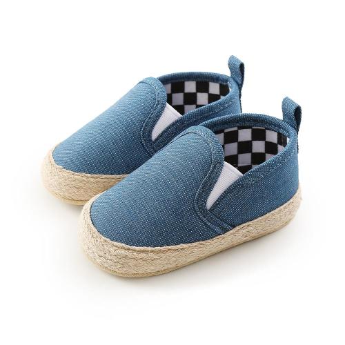 BLACK Baby Plaid Soft Sole Floor Shoes