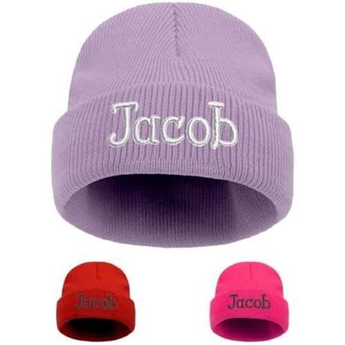 Custom Beanie Hats for Baby Girls Boys - Personalized Embroidered Beanies with Name for Infants Toddlers Adults
