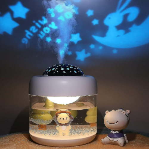 Humidifiers For Bedroom Quiet - 16.91 Oz Small Humidifier For Home With Night Light & Star Projector