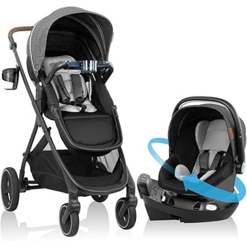 Evenflo Shyft Intuiti+ Travel System Featuring Revolve180 LiteMax™ NXT Rotating Rear-Facing Lightweight Preemie and Infant Car Seat with SensorySoothe 3-30 lbs. (Angler Tweed)