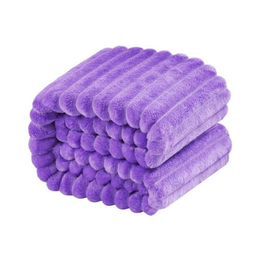"NTBAY Toddler's Flannel Fleece Blanket, Reversible Striped Design, Lightweight, Warm, and Fluffy, 30"" x 40"", Purple"