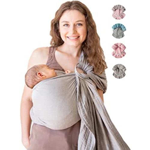 Baby Sling and Ring Sling 100% Cotton Muslin Infant Carrier, Front and Chest Newborn Carrier Wrap, Toddler Carrier – Grey