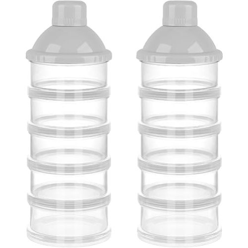 Accmor Formula Dispenser On The Go, 5 Compartments Stackable Formula Container for Travel, Baby Milk Powder Kids Snack Container, BPA Free