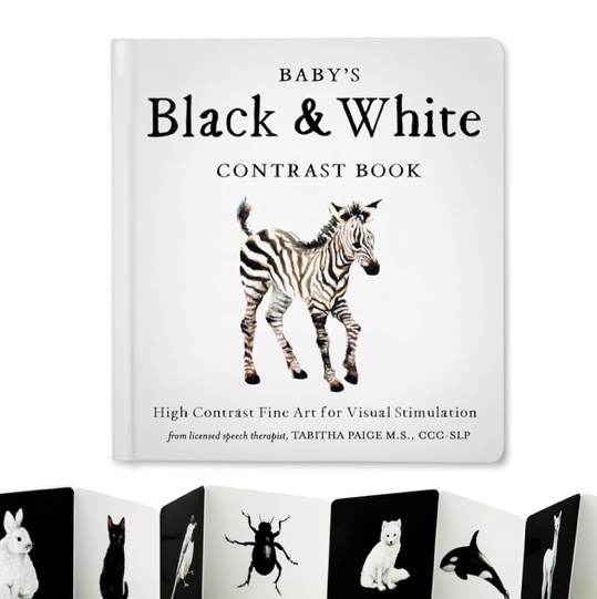 Baby's Black and White Contrast Book: High-Contrast Art for Visual Stimulation at Tummy Time (Tabitha Paige Children's Book Series)