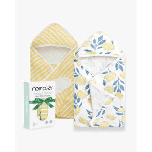 2-Pack Momcozy Baby Hooded Towels - Lemon Design