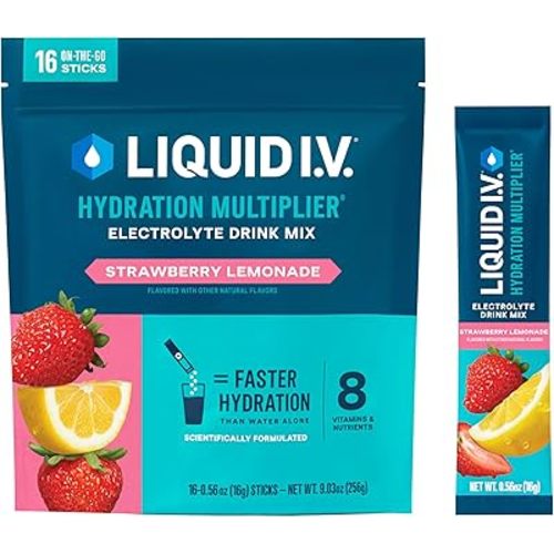 Liquid I.V.® Hydration Multiplier® - Strawberry Lemonade - Hydration Powder Packets | Electrolyte Powder Drink Mix | 1 Pack (16 Servings)
