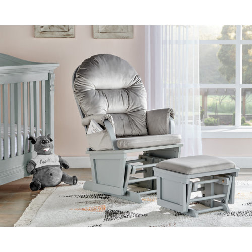 Suite Bebe Monti Glider And Ottoman Gray Wood And Light Gray Fabric | Wayfair