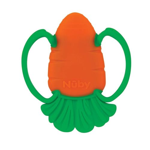 Nuby Veggie Teether for Teething Relief - Soft Baby Teething Toy for 3+ Months - Carrot